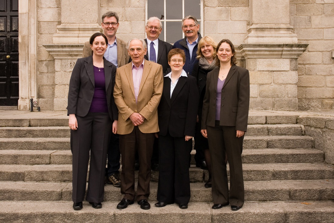 Pictured in the bottom row the editorial team: Aidan Clarke, with the transcribers Edda Frankot, Annaleigh Margey and Elaine Murphy. Principal Investigators Tom Bartlett, John Morrill, Jane Ohlmeyer and Micheál Ó Siochrú picture in the upper row.