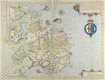 Map of East Ulster showing plantation towns of Liford, Dunalong and Derry. TCD MS 1209/14, produced by the courtesy of the Board of Trinity College, Dublin